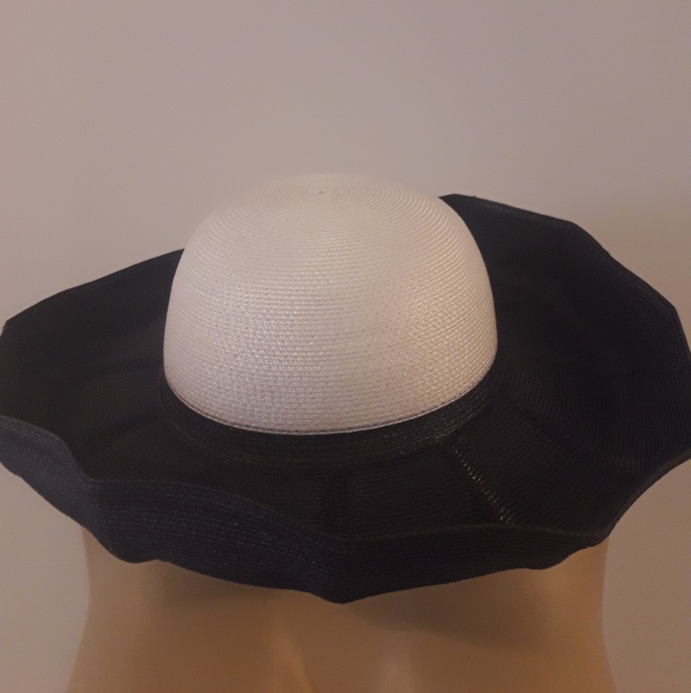 Navy & White Womans Hat Church Derby